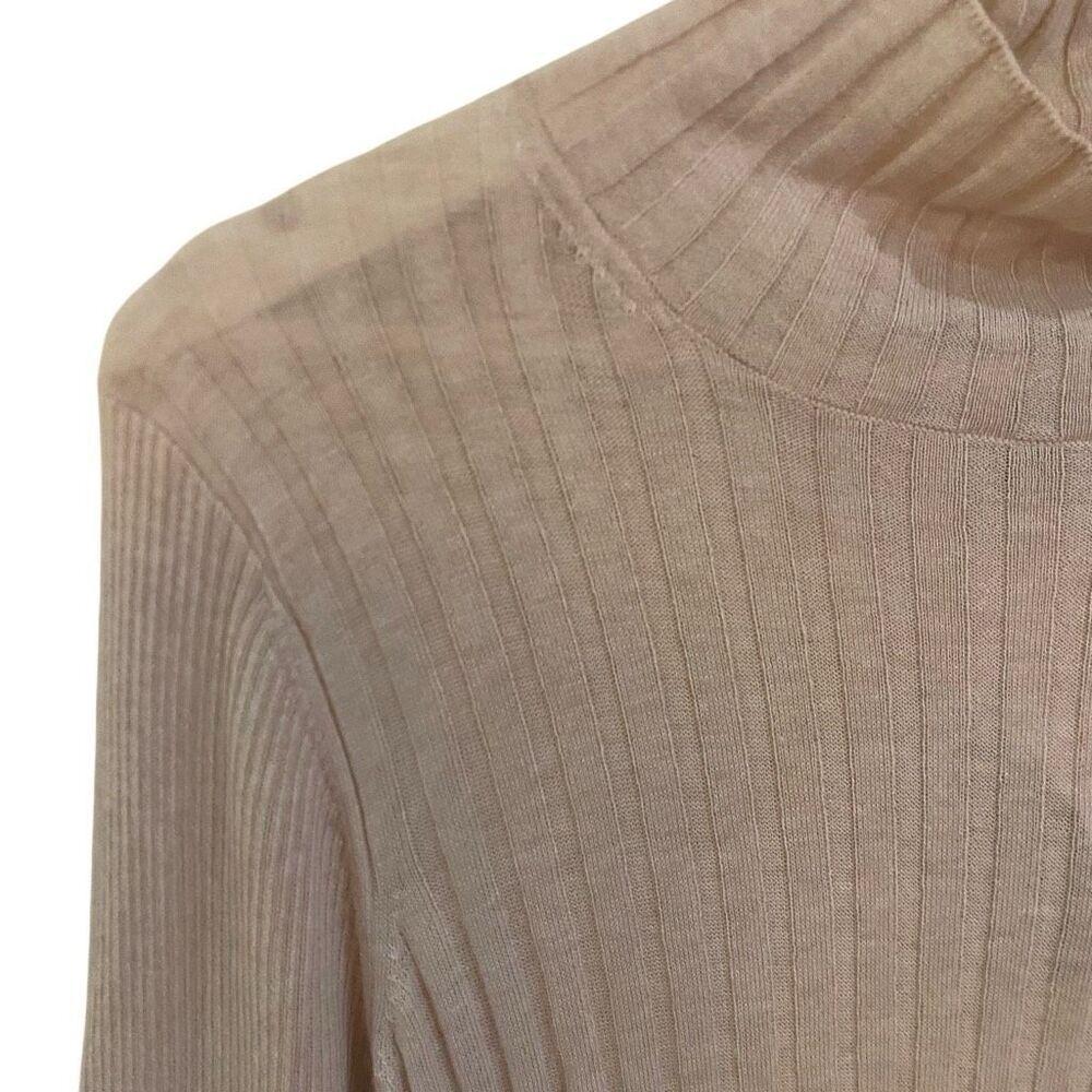 WHBM NWT ribbed mock neck cashmere blend long sleeve color Heather rose smoke XL - Picture 3 of 7